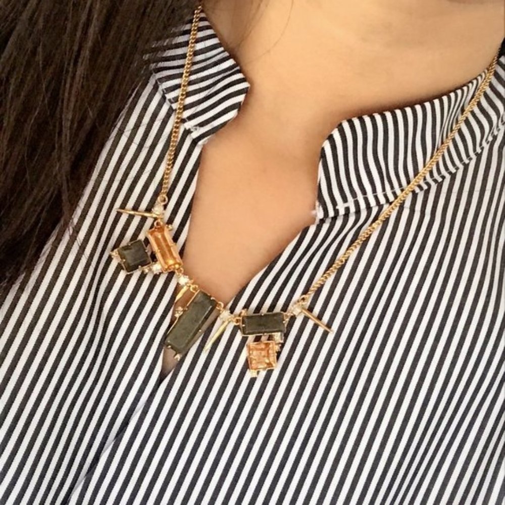 Alexis Bittar Gilded Green Stone Necklace